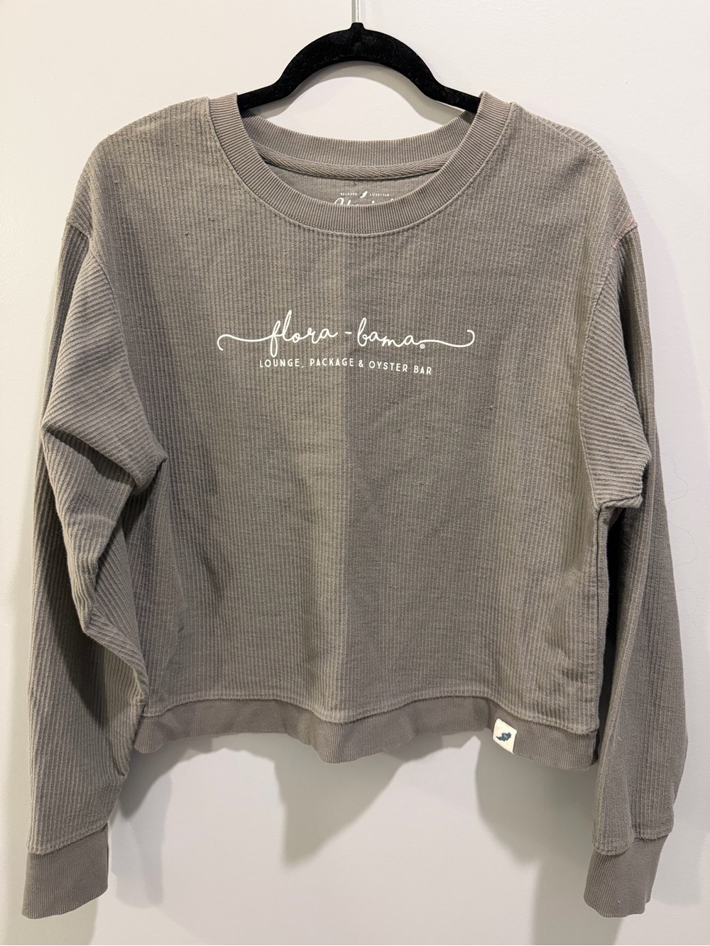 Unwind by League Flora Bama Oyster Bar Logo Ribbed Sweatshirt Grey Size XL